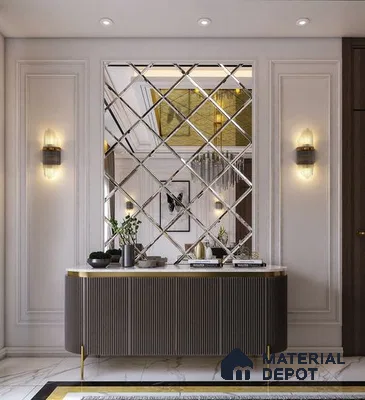 A kitchen with marble counter tops and wooden cabinetry, along with an island in the middle of the middle of the island with stairs leading to shop & more counter top space to an island in the middle of